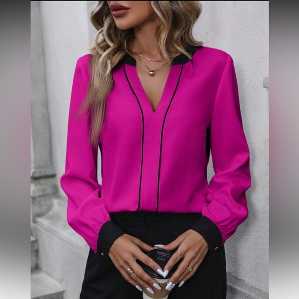 SHEIN - Fuchsia and Black Blouse - S